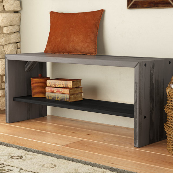 Loon Peak® Osterhoudt Solid Wood Shelves Storage Bench & Reviews Wayfair